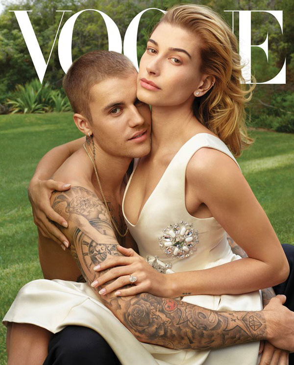 Justin và Hailey trên tạp chí Vogue tháng 3.