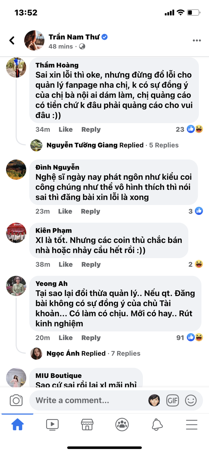 Nam Thư, scandal Việt, mạng xã hội